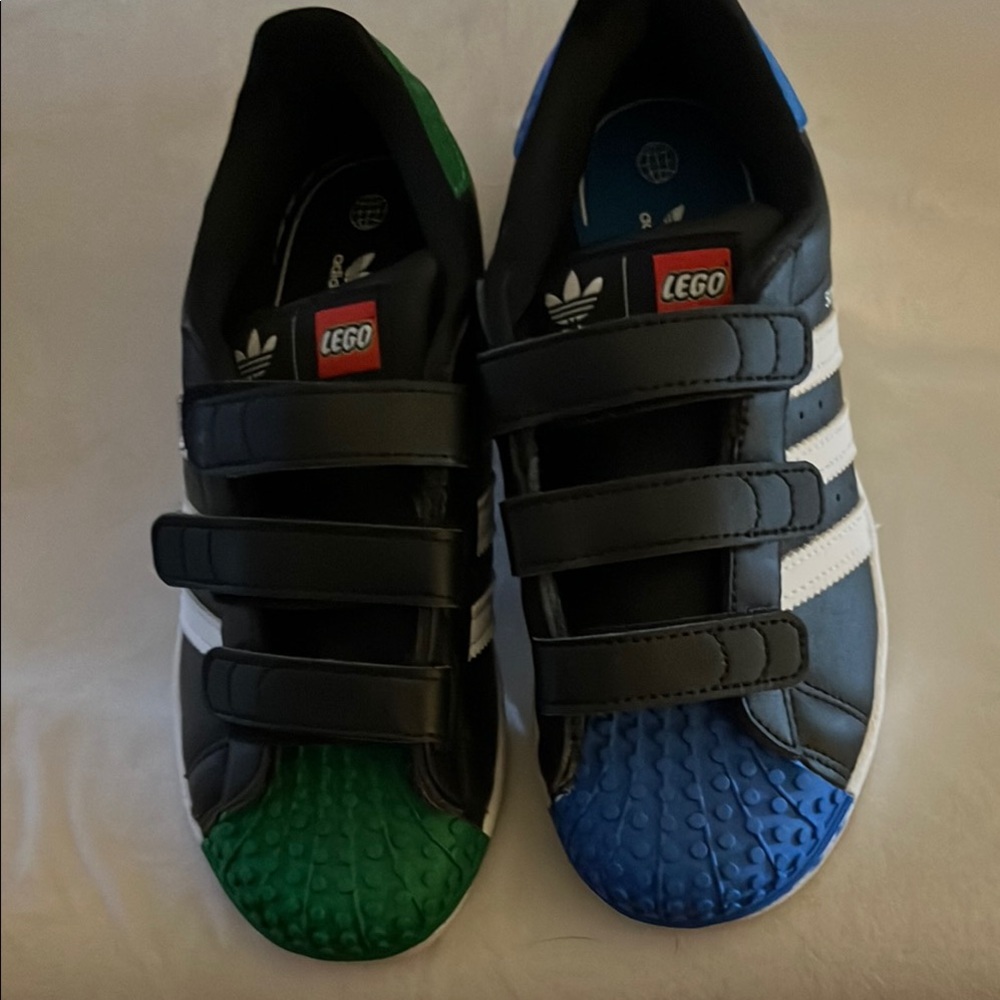 Adidas Kids Shoes - Black, Green, and Blue